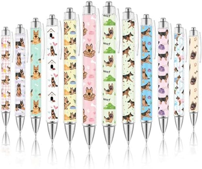 Dispowreath 12 Pcs German Shepherd Dog Retractable Ballpoint Pens