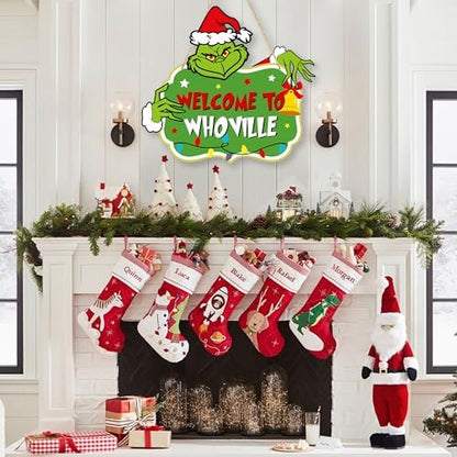 Christmas Decorations Hanging Signs Christmas Door Sign Welcome to