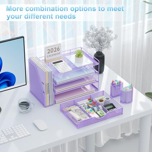 gianotter Desk Organizers and Accessories with File Holder, 4-Tier
