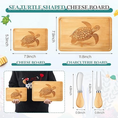 Ziliny Sea Turtle Charcuterie Board Set, Cutting and Cheese Board