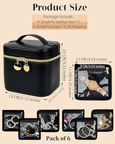 Travel Jewelry Organizer, PU Leather Small Hard-shell Jewelry Box with