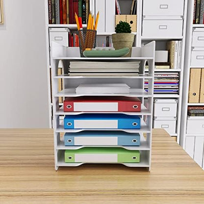 Natwind 7-Tier Office File Organizer For Desk,Paper Sorter,White