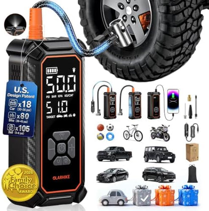 OlarHike Tire Inflator Portable Air Compressor,Dual Power-3*2000mAh