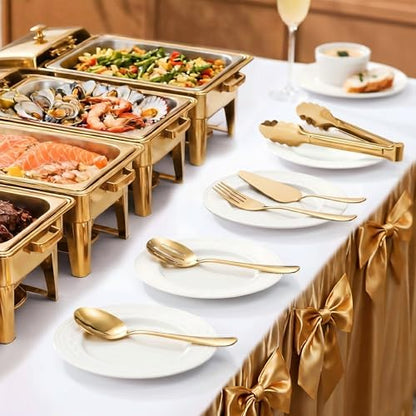 11PCS Stainless Steel Gold Serving Utensils, 8.7''Serving