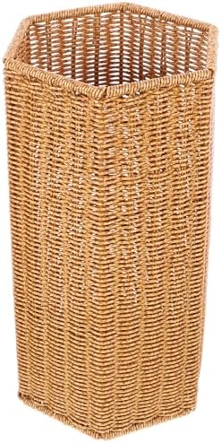 Woven Umbrella Stand with Rain Collection Tray, Brown Entryway Storage