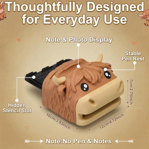 Dunzoom Highland Cow Sticky Note Holder for Funny Christmas Gift and
