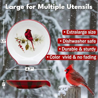 Christmas Spoon Rest - Cardinal Christmas Decorations, Red Christmas