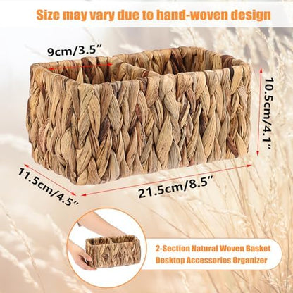 BTSKY Handwoven Remote Control Holder for Table, Natural Water