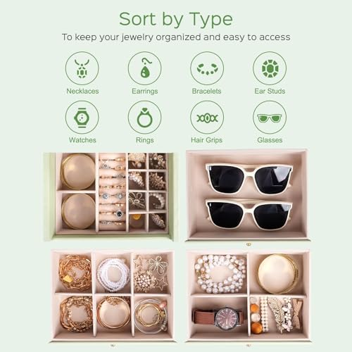 Dajasan Large Jewelry Box Organizer, Jewelry Storage Organizer with 3