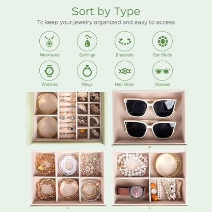 Dajasan Large Jewelry Box Organizer, Jewelry Storage Organizer with 3