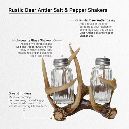 Glass Salt and Pepper Shakers - Deer Antler Salt and Pepper with