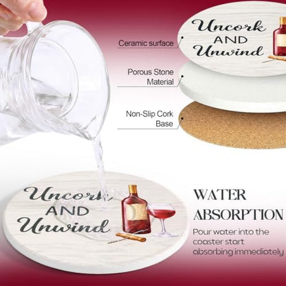 Rtteri Wine Coasters for Drinks Set of 8 Absorbent Ceramic Coasters
