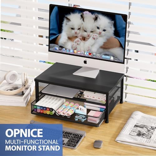 OPNICE Computer Monitor Stand Riser, Desk Organizer with Drawer