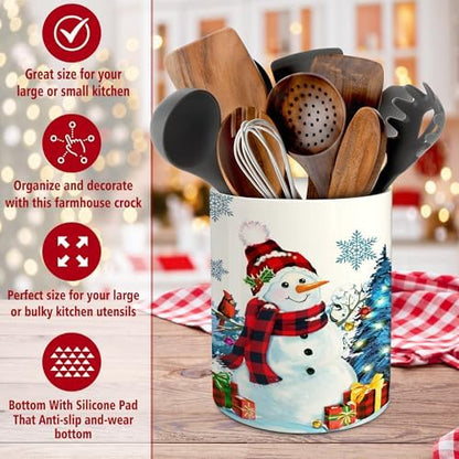 pinata Christmas Kitchen Decor, Christmas Snowman Ceramic Utensils