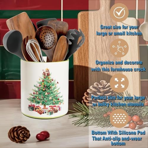 Christmas Utensil Holder, Christmas Tree Utensils Holder for Kitchen