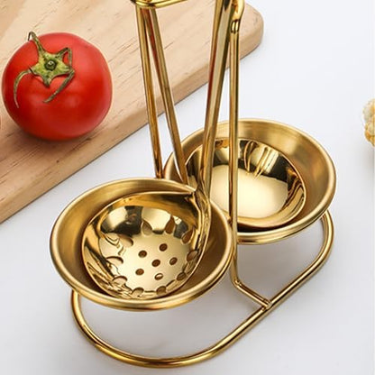 Vertical Spoon Rest Holder, Stainless Steel 2-Compartment Kitchen