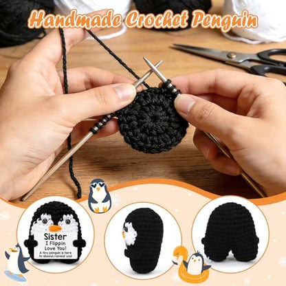 Sisters Gifts from Sister Brother Funny Handmade Crochet Penguin with