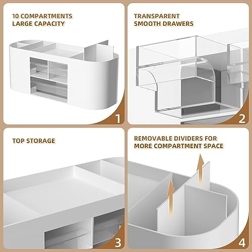 Marbrasse Desk Organizer Pen Holder for Desk with 3 Drawers