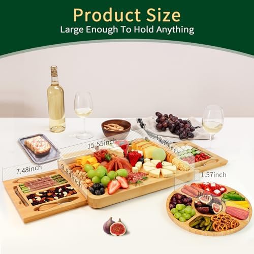 YZS Charcuterie Board Set, Cheese Board & Knife Set with Cheese Tray
