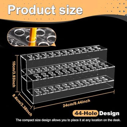 Acrylic Pen Holder, 44-Slots Pen Display Stand Focal Pen Holder