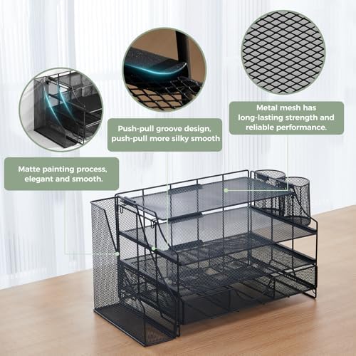 Desk Organizers and Accessories, 4 Tier Paper Letter Tray Organizer