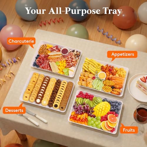 Lifewit 4-Pack 16" x 12" Extra Large Plastic Food Serving Trays for