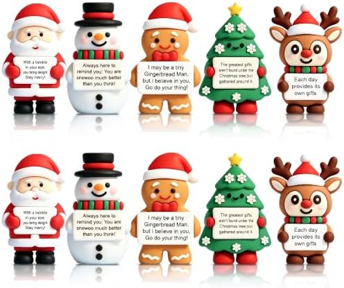 10Pcs Mini Christmas Figurines Positive Encouraging Gifts for