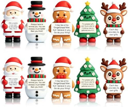 10Pcs Mini Christmas Figurines Positive Encouraging Gifts for
