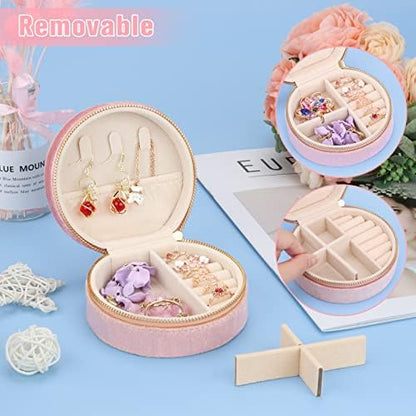 DesignSter Travel Jewelry Box - Velvet Mini Jewelry Organizer, Small