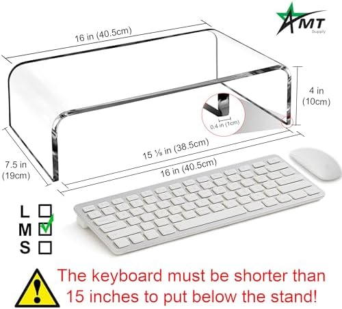 AMT Premium Acrylic Clear Monitor Stand Laptop/PC/Multimedia Monitor