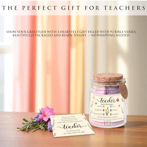 Bible Verse Jar for Teacher – 92 Color-Coded Bible Verse, Teacher