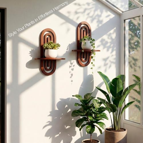 Boho Wall Shelves Set of 2, Decorative Arched Wood Floating Shelf For