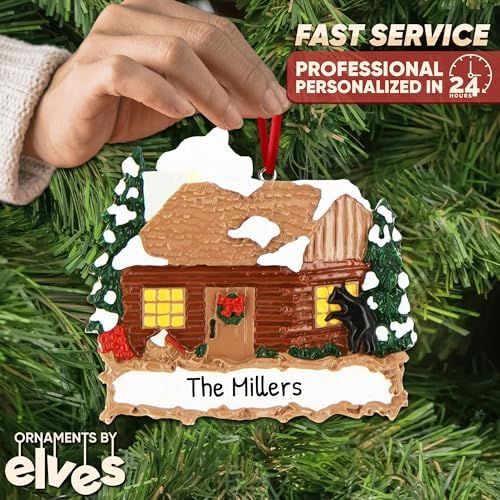 Personalized New Home Ornament 2026, House Warming Log Cabin