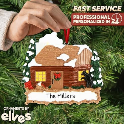Personalized New Home Ornament 2026, House Warming Log Cabin