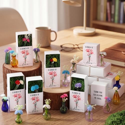Wonderjune 14 Sets Mini Flowers Thank You Gift Bulk for Women, Mix