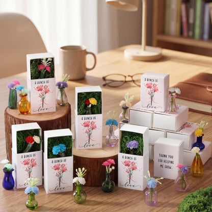 Wonderjune 14 Sets Mini Flowers Thank You Gift Bulk for Women, Mix