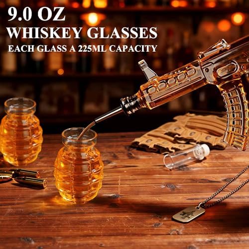 Gun Decanter, AK47 Whiskey Decanter Sets for Men, 25oz Capacity Gun