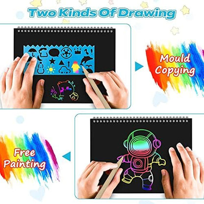 2-Pack Scratch Paper Art Set: Notebooks Arts Supplies and Crafts for