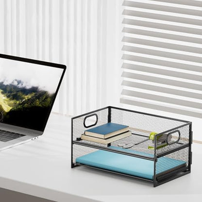 Marbrasse 2 Tier Paper Organizer Letter Tray, Mesh File Organizer with