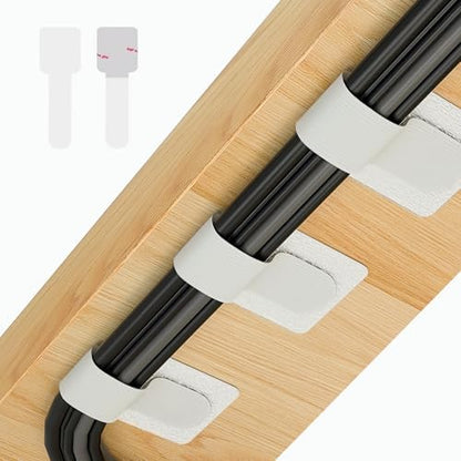 Abnii 50 PCS Hook and Loop Cable Ties, Under Desk Cable Management