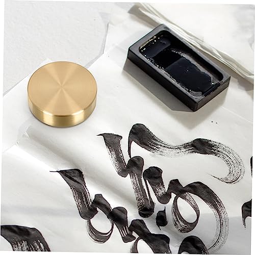 4pcs Round Brass Paperweight for Calligraphy Solid and Desk Accessory
