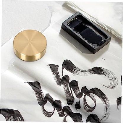 4pcs Round Brass Paperweight for Calligraphy Solid and Desk Accessory