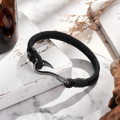 Black Fishing Bracelet Gifts for Men Cool Fishing Accessories Stuff