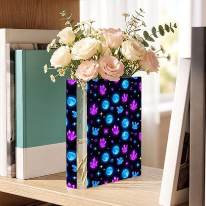 Book-Shaped Acrylic Vase, Purple Moon Crystals Sky