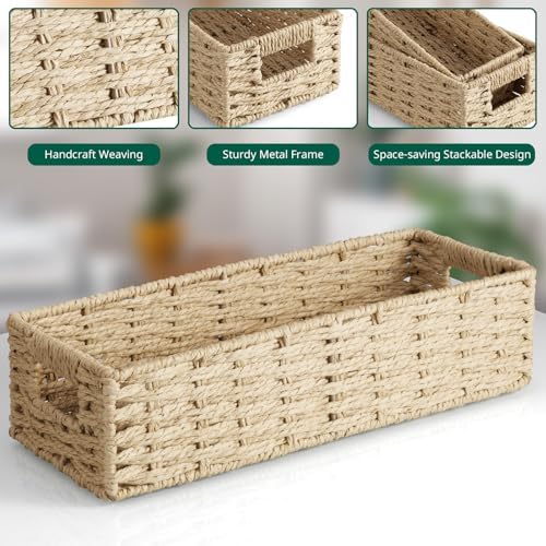 dreamkey Set of 2 Wicker Toilet Paper Storage Baskets, Hand-Woven