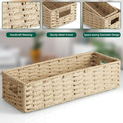 dreamkey Set of 2 Wicker Toilet Paper Storage Baskets, Hand-Woven