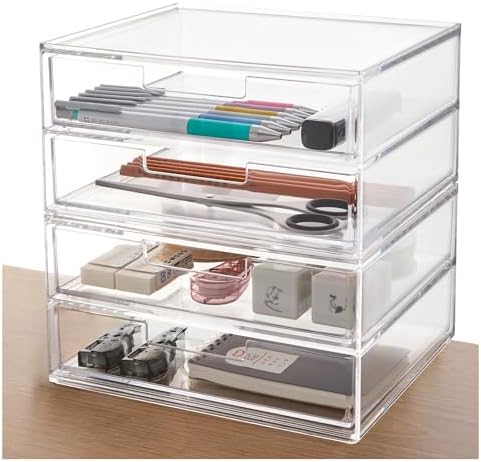 STORi Stackable Desk Drawer Organizer, Clear Pen Pencil Makeup Brush