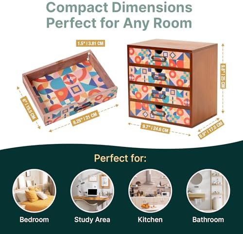 Add Color To Your Desk - MCM Geometric Wooden Desk Organizer - Desktop