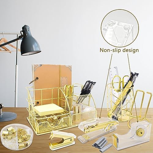 Gold Office Desk Organizers, 13PCS Office Supplies and Accessories