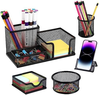 Mesh Pen Holder for Desk Pencil Holders 5 Pieces Desk Organizer Office
